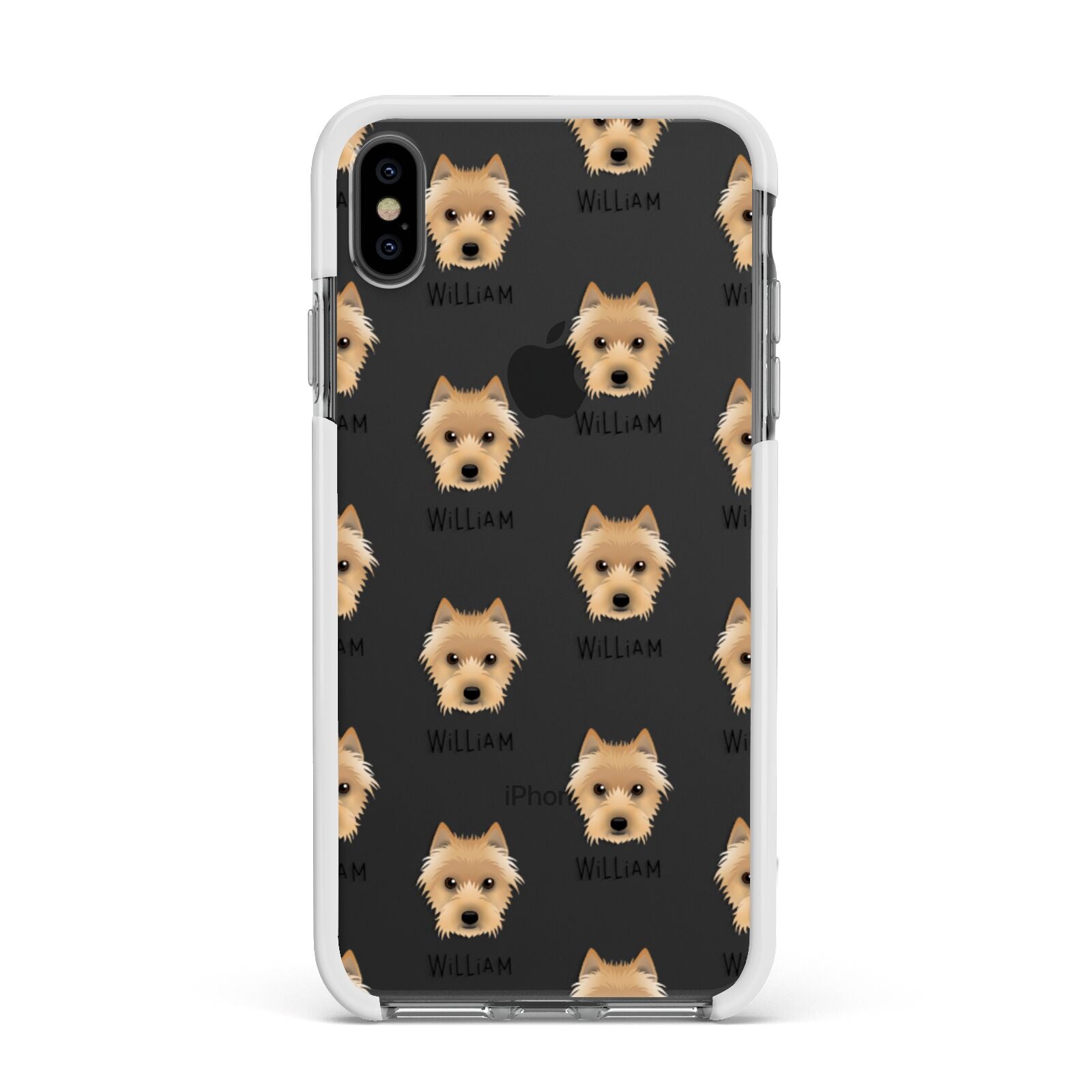 Australian Terrier Icon with Name Apple iPhone Xs Max Impact Case White Edge on Black Phone