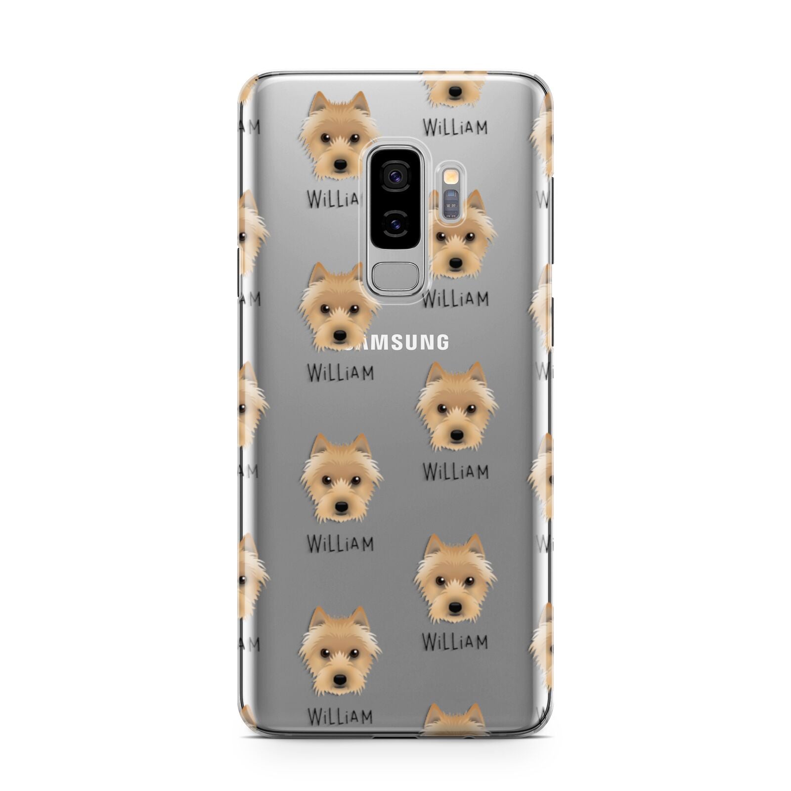 Australian Terrier Icon with Name Samsung Galaxy S9 Plus Case on Silver phone