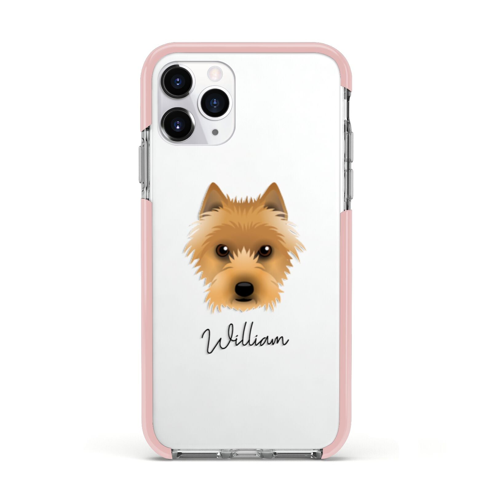 Australian Terrier Personalised Apple iPhone 11 Pro in Silver with Pink Impact Case