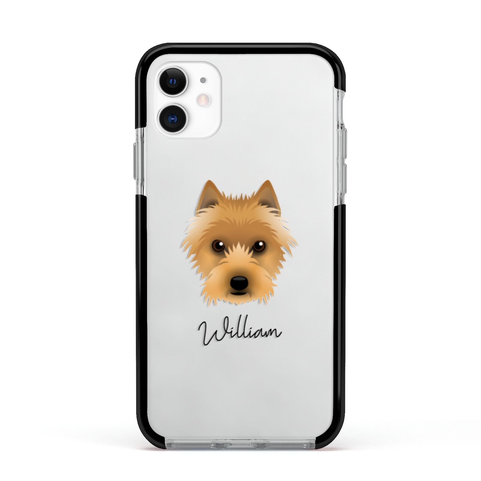 Australian Terrier Personalised Apple iPhone 11 in White with Black Impact Case