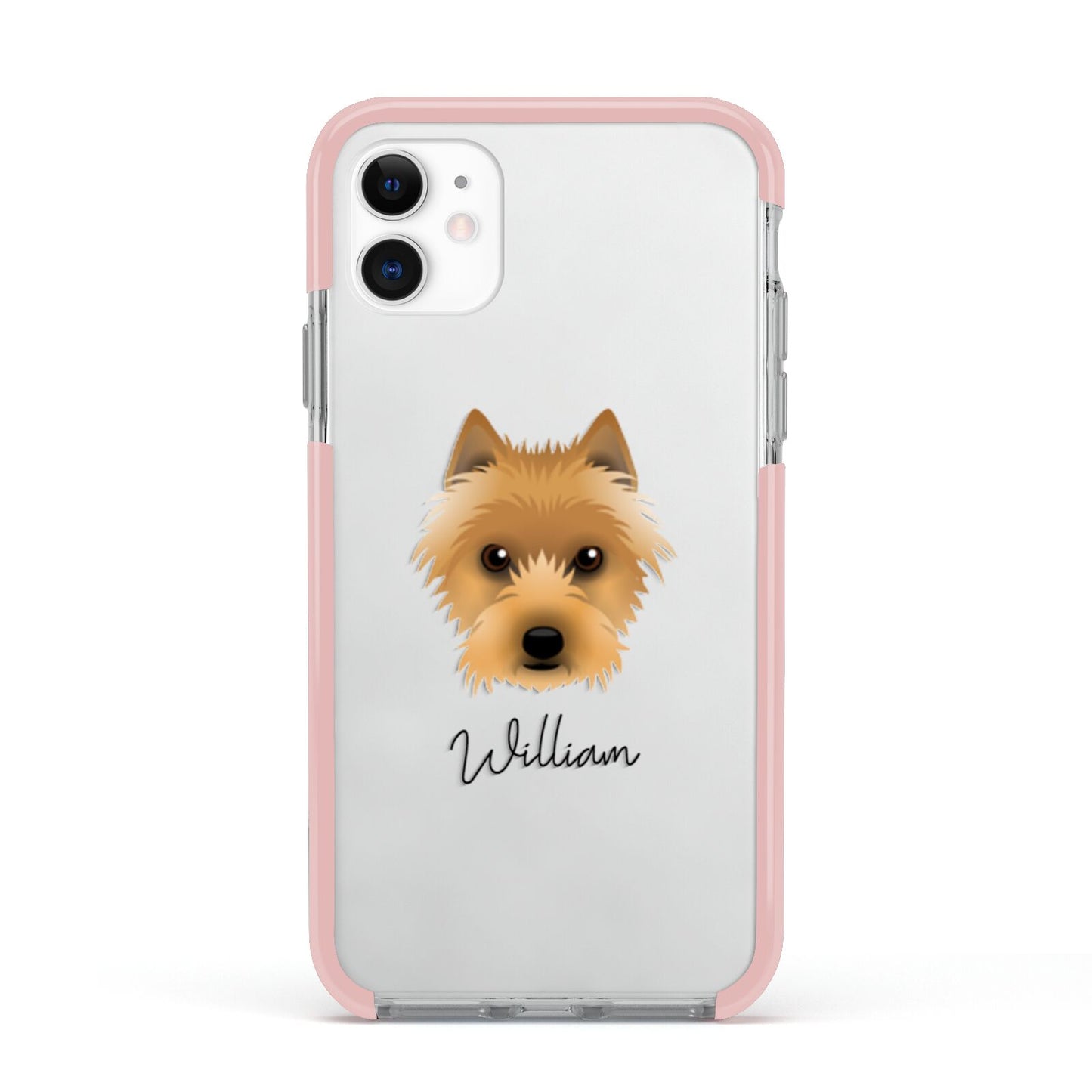 Australian Terrier Personalised Apple iPhone 11 in White with Pink Impact Case
