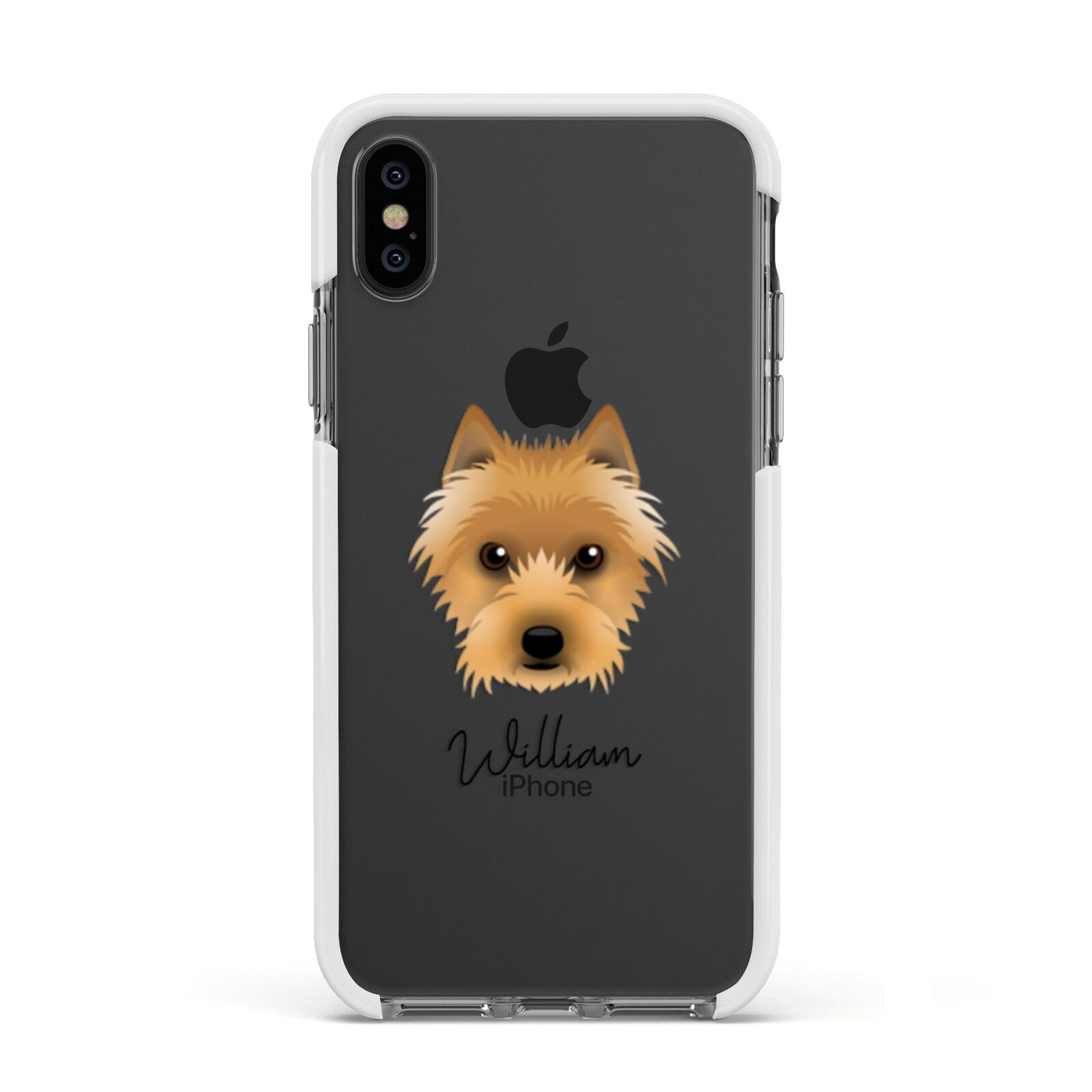 Australian Terrier Personalised Apple iPhone Xs Impact Case White Edge on Black Phone