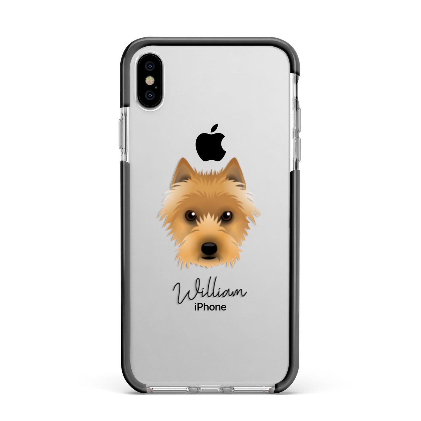 Australian Terrier Personalised Apple iPhone Xs Max Impact Case Black Edge on Silver Phone