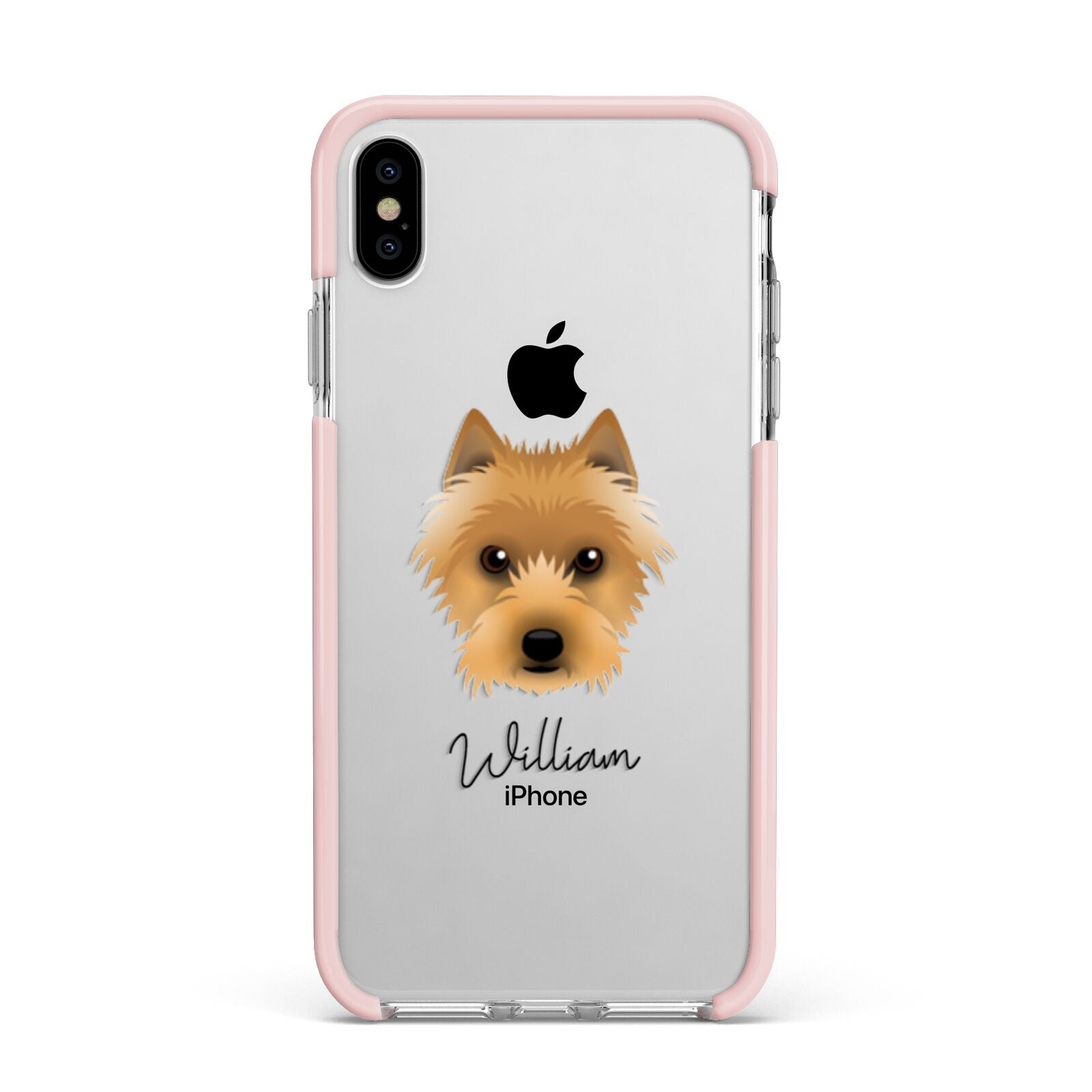 Australian Terrier Personalised Apple iPhone Xs Max Impact Case Pink Edge on Silver Phone