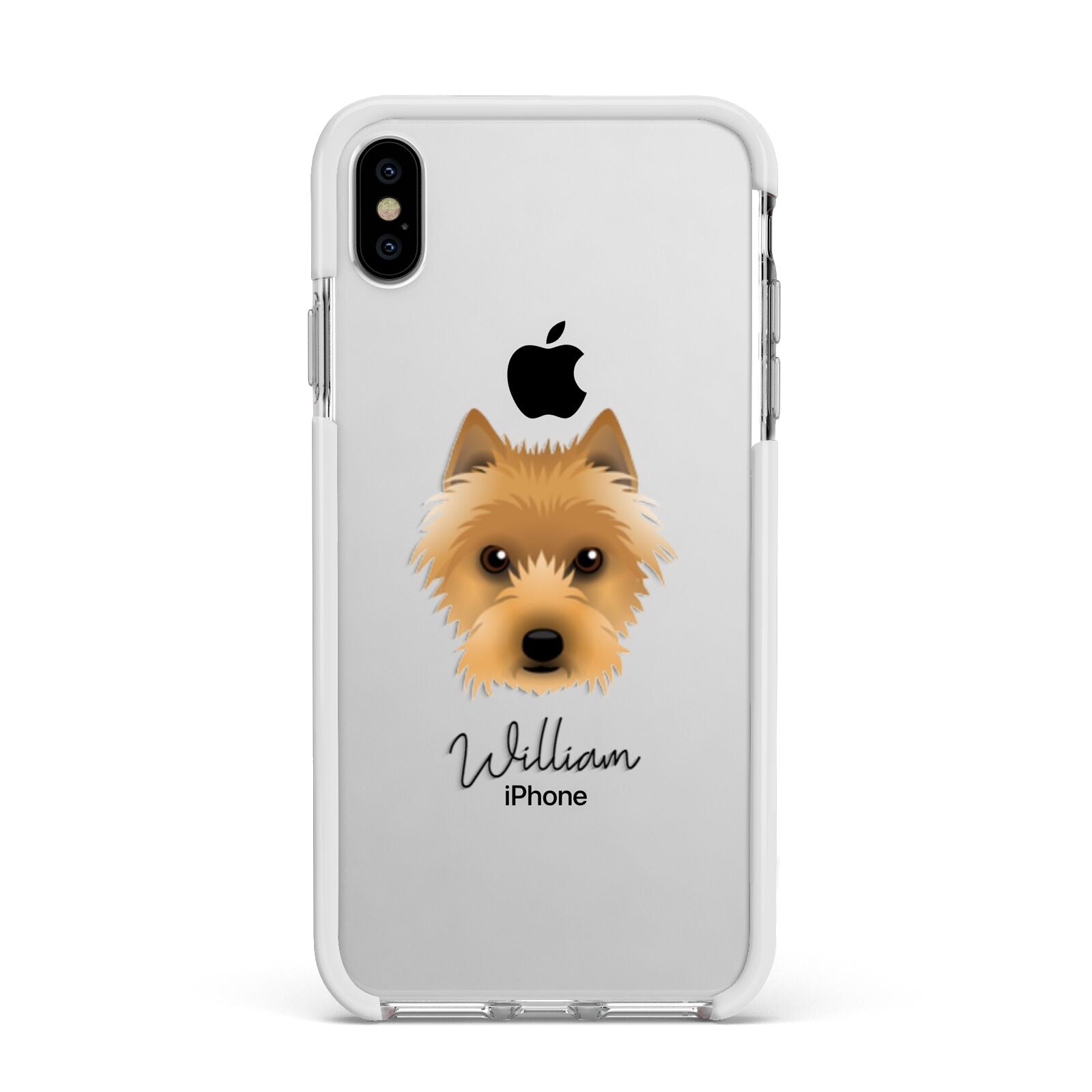 Australian Terrier Personalised Apple iPhone Xs Max Impact Case White Edge on Silver Phone