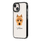 Australian Terrier Personalised iPhone 14 Black Impact Case Side Angle on Silver phone