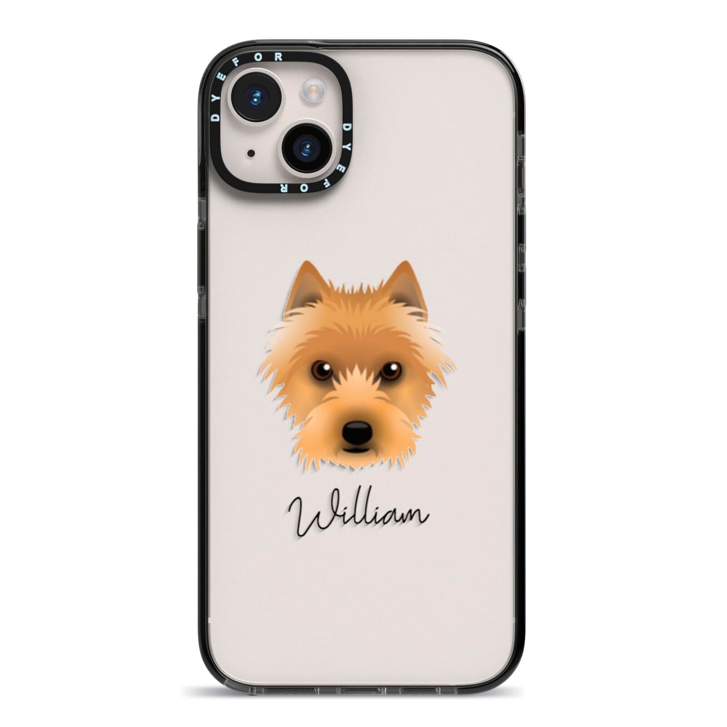 Australian Terrier Personalised iPhone 14 Plus Black Impact Case on Silver phone