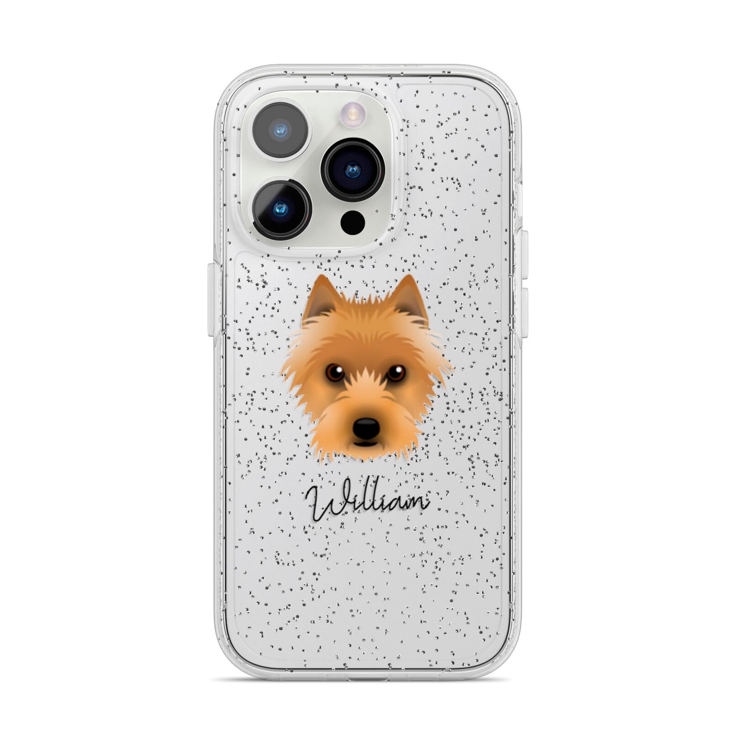 Australian Terrier Personalised iPhone 14 Pro Glitter Tough Case Silver