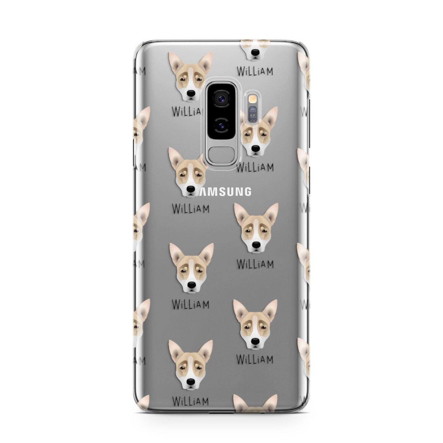 Australian Working Kelpie Icon with Name Samsung Galaxy S9 Plus Case on Silver phone