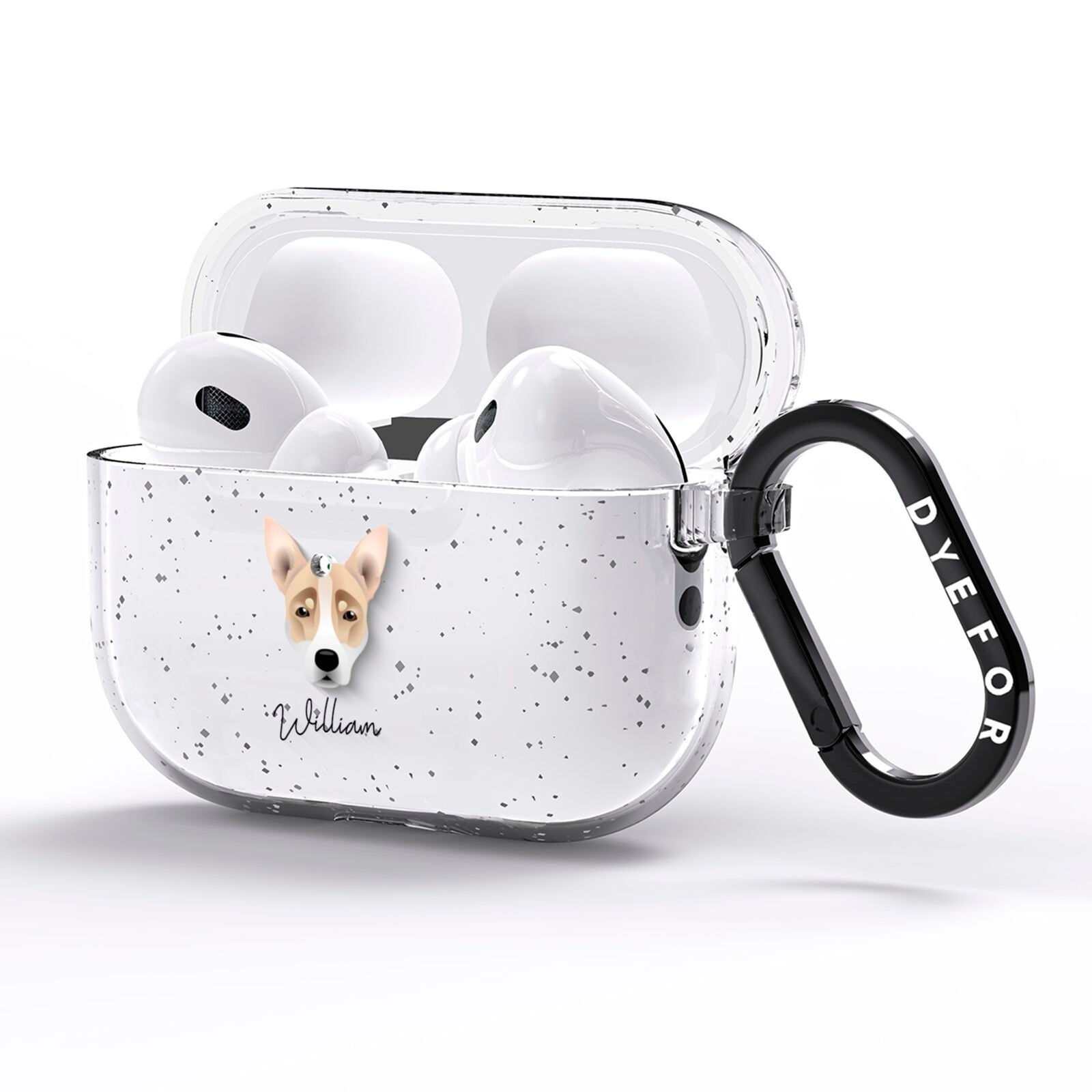 Australian Working Kelpie Personalised AirPods Pro Glitter Case Side Image