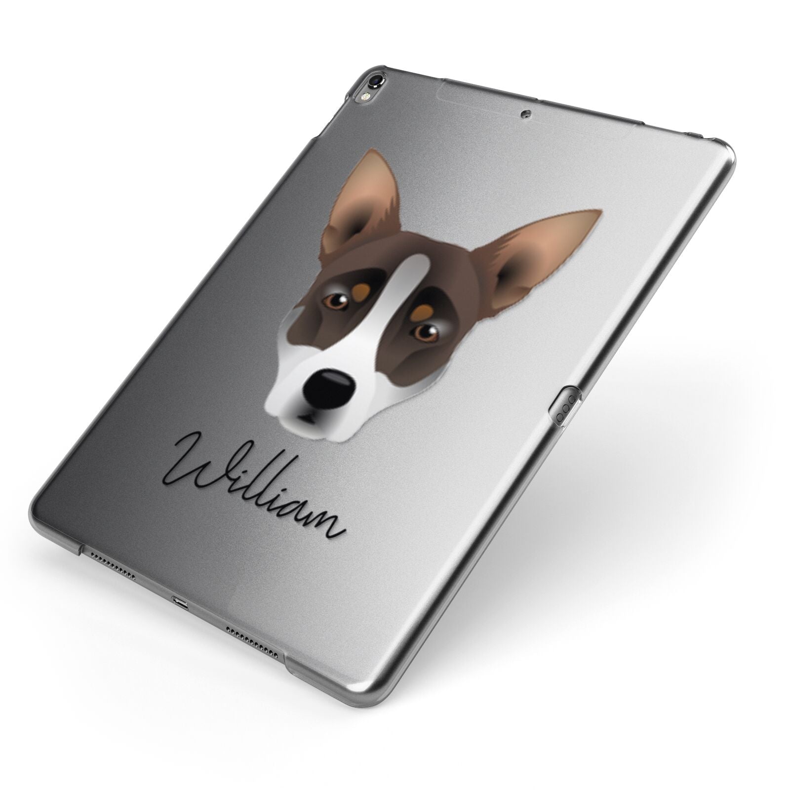 Australian Working Kelpie Personalised Apple iPad Case on Grey iPad Side View