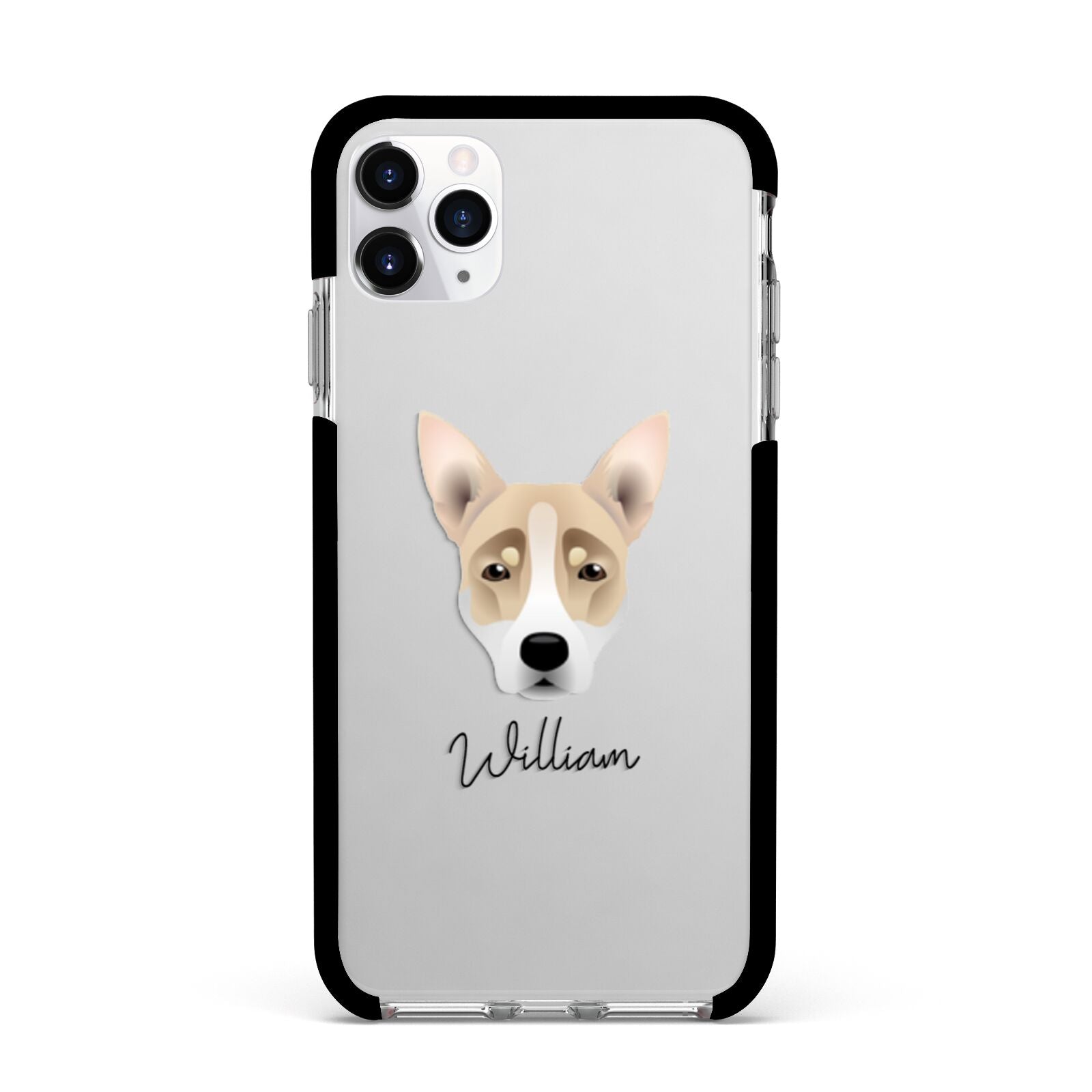 Australian Working Kelpie Personalised Apple iPhone 11 Pro Max in Silver with Black Impact Case