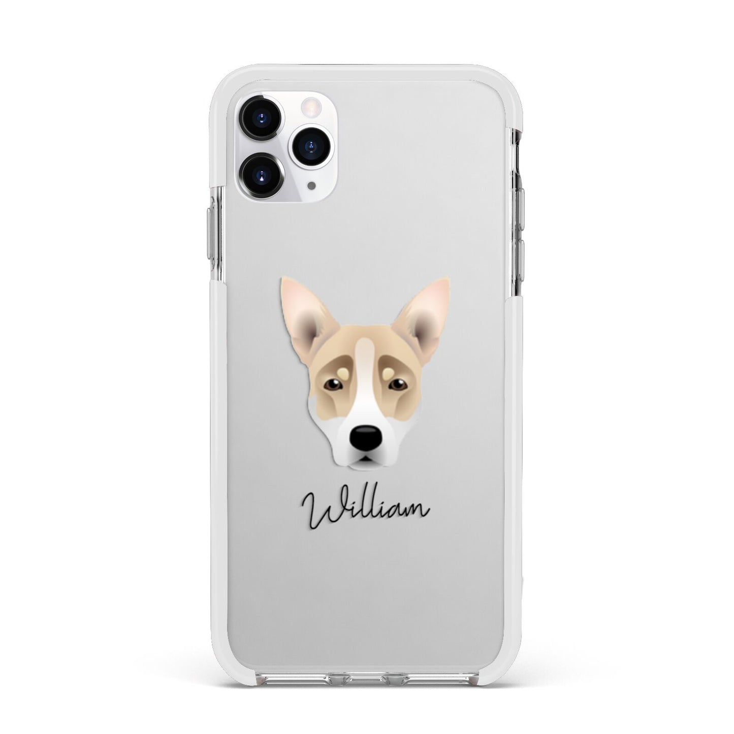 Australian Working Kelpie Personalised Apple iPhone 11 Pro Max in Silver with White Impact Case