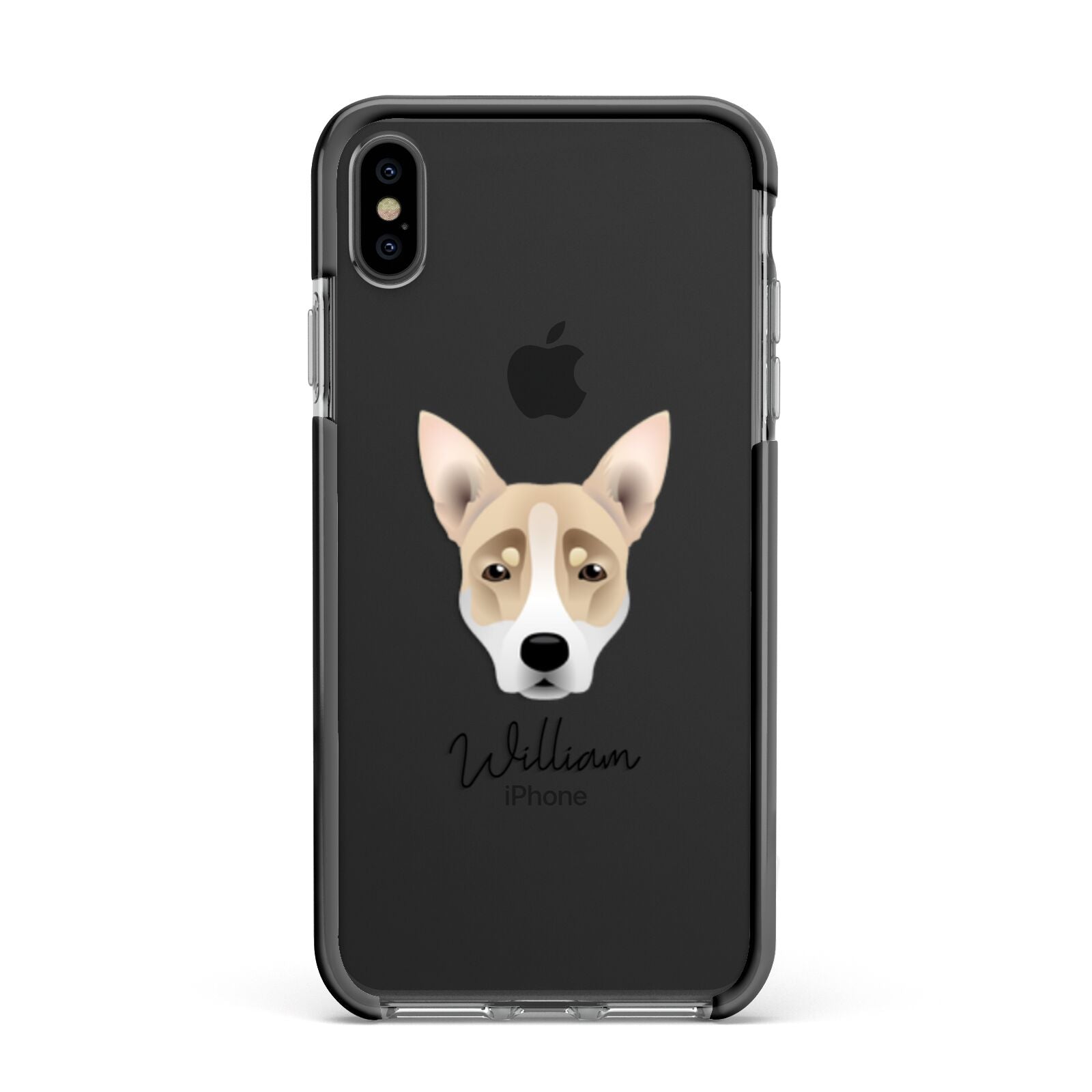 Australian Working Kelpie Personalised Apple iPhone Xs Max Impact Case Black Edge on Black Phone