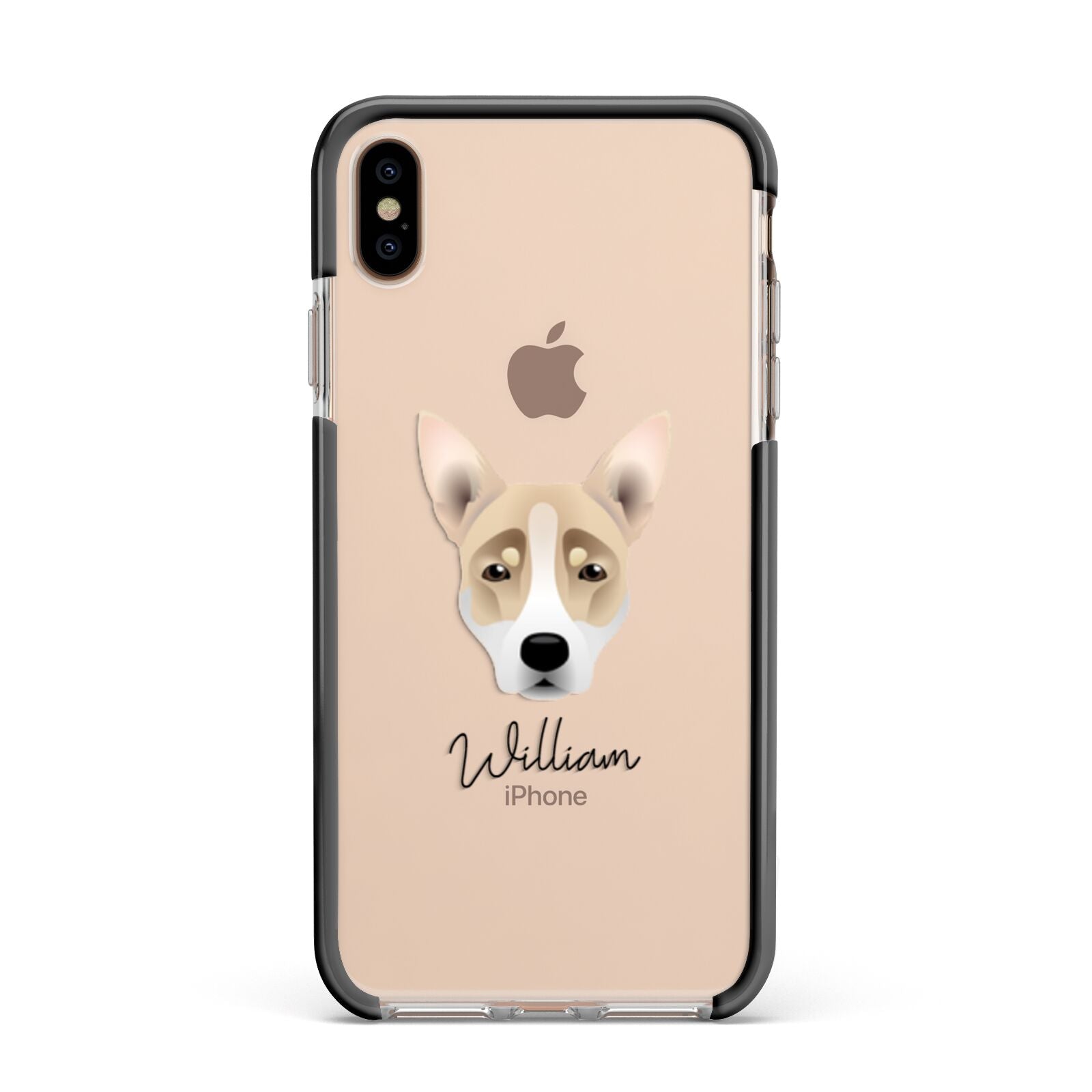 Australian Working Kelpie Personalised Apple iPhone Xs Max Impact Case Black Edge on Gold Phone