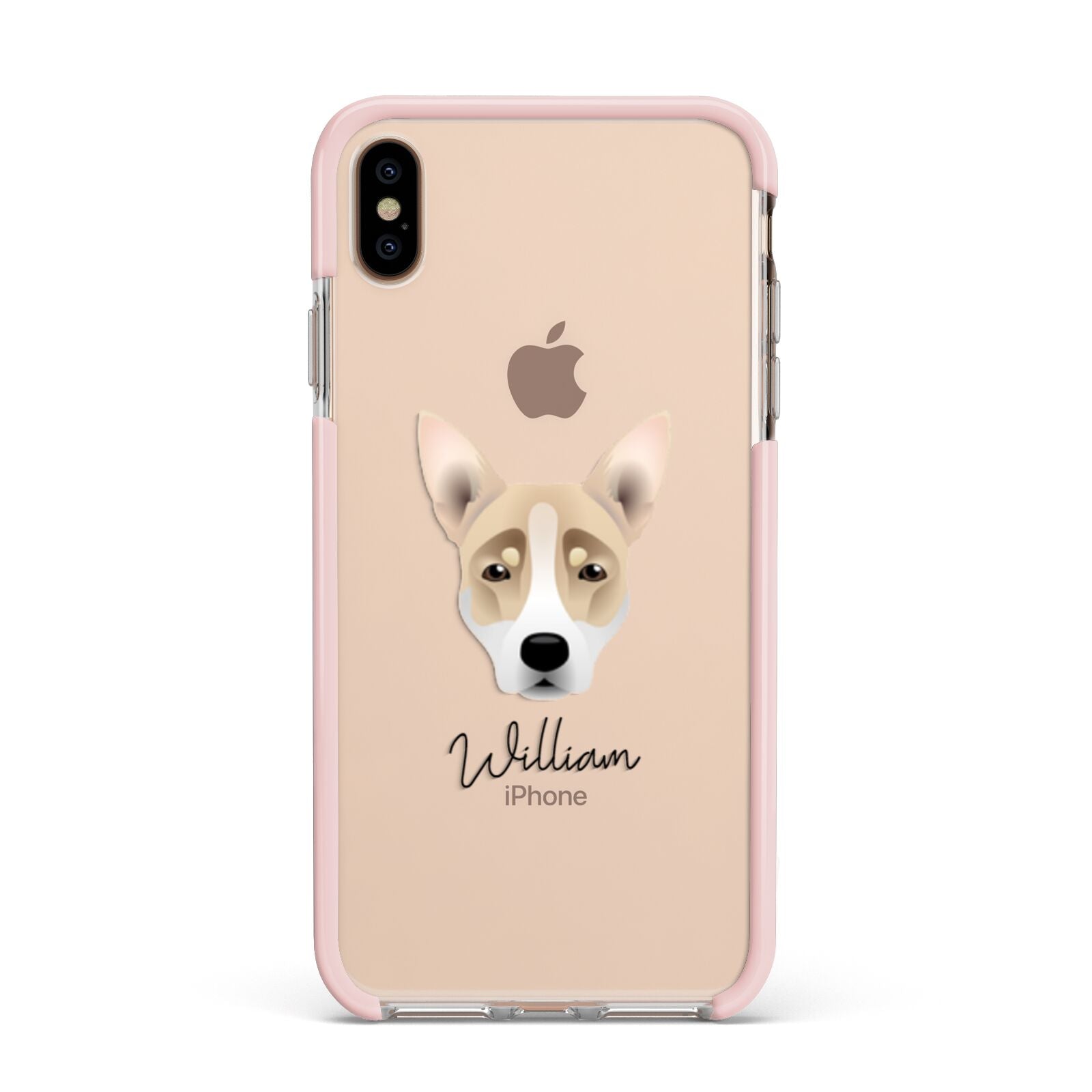 Australian Working Kelpie Personalised Apple iPhone Xs Max Impact Case Pink Edge on Gold Phone