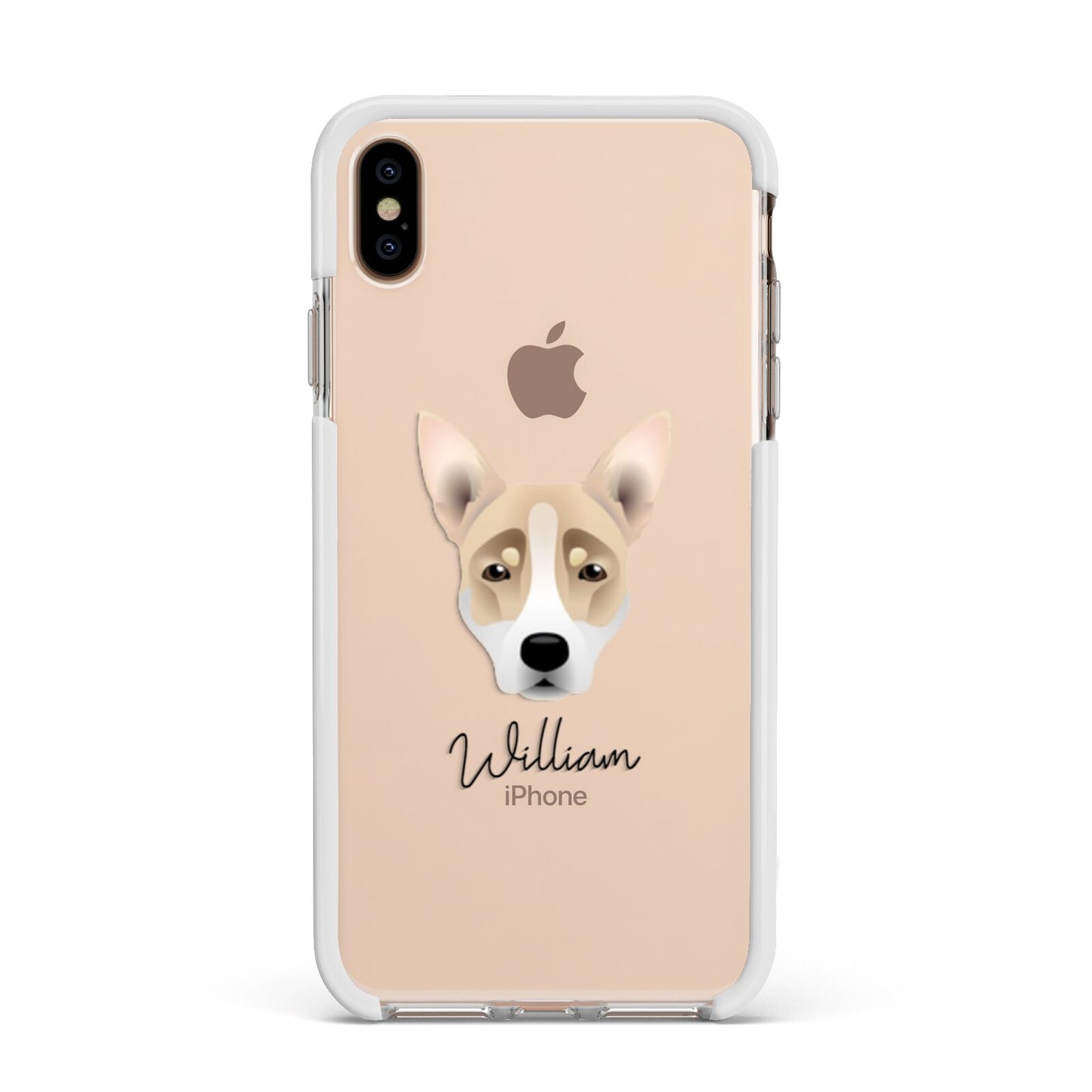 Australian Working Kelpie Personalised Apple iPhone Xs Max Impact Case White Edge on Gold Phone