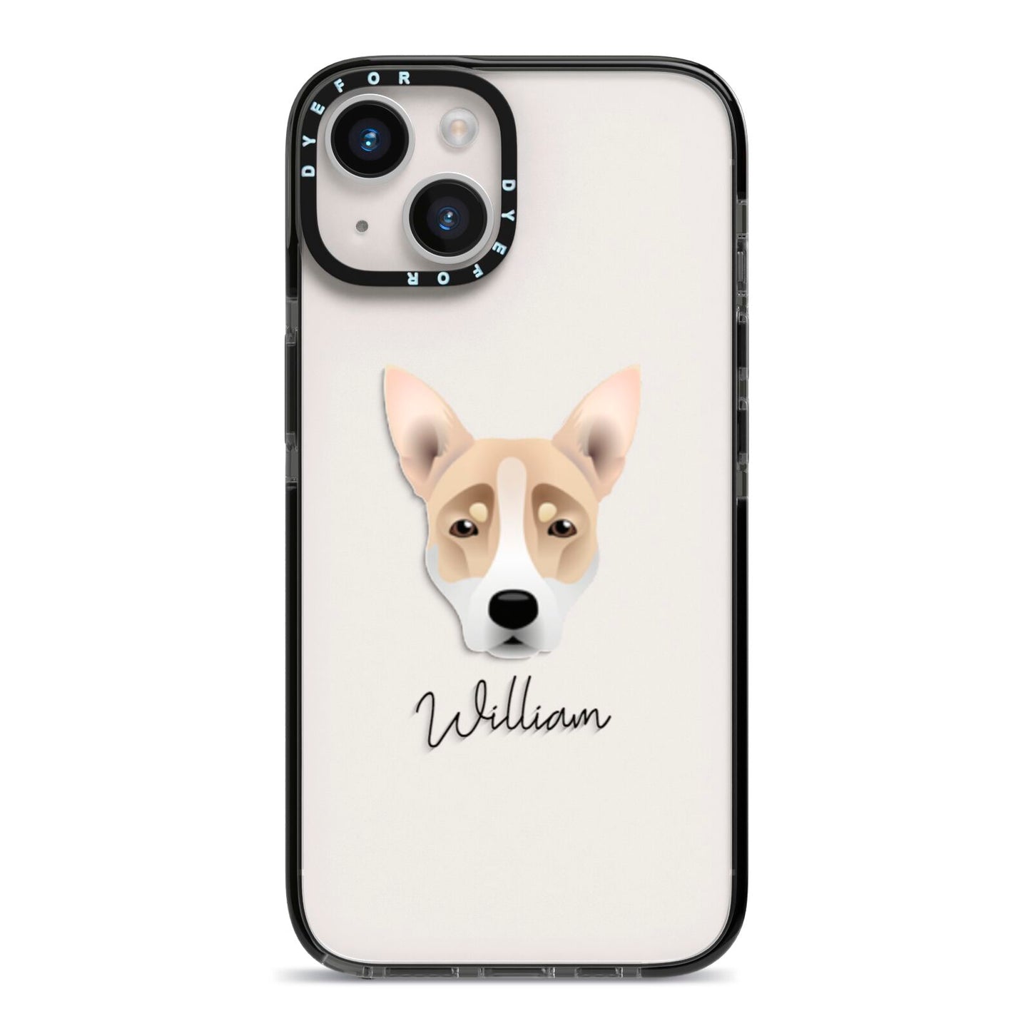 Australian Working Kelpie Personalised iPhone 14 Black Impact Case on Silver phone