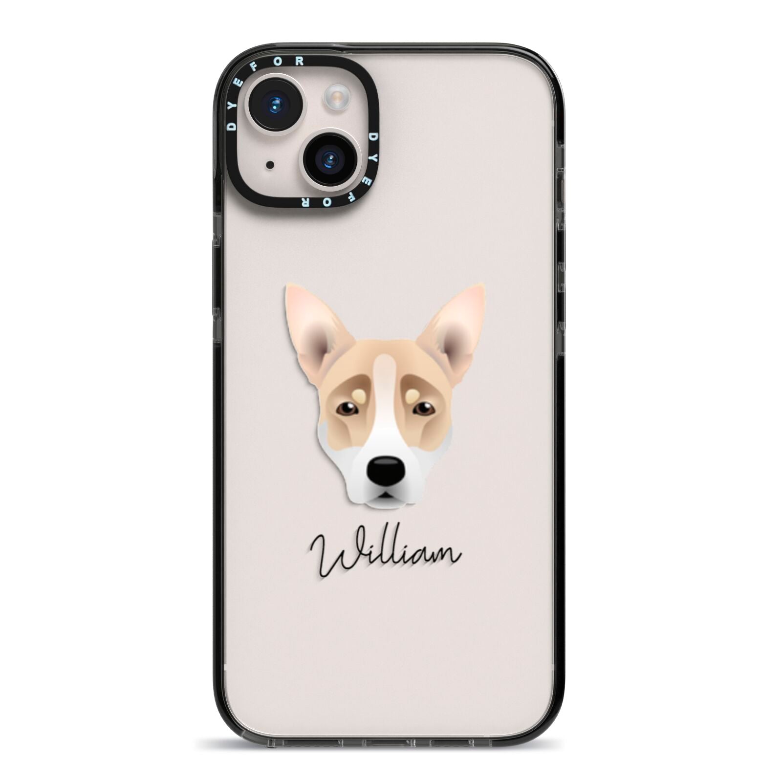 Australian Working Kelpie Personalised iPhone 14 Plus Black Impact Case on Silver phone