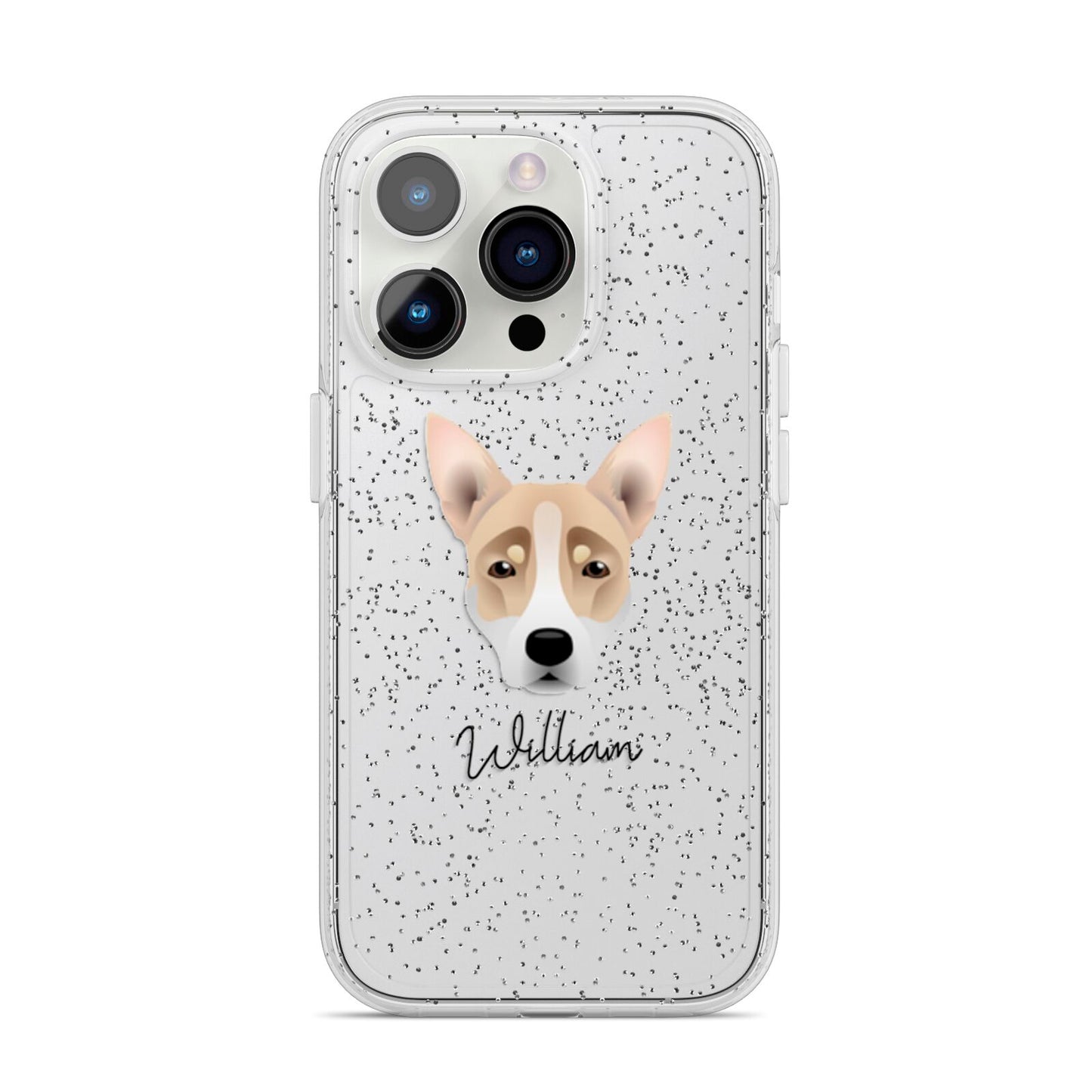 Australian Working Kelpie Personalised iPhone 14 Pro Glitter Tough Case Silver