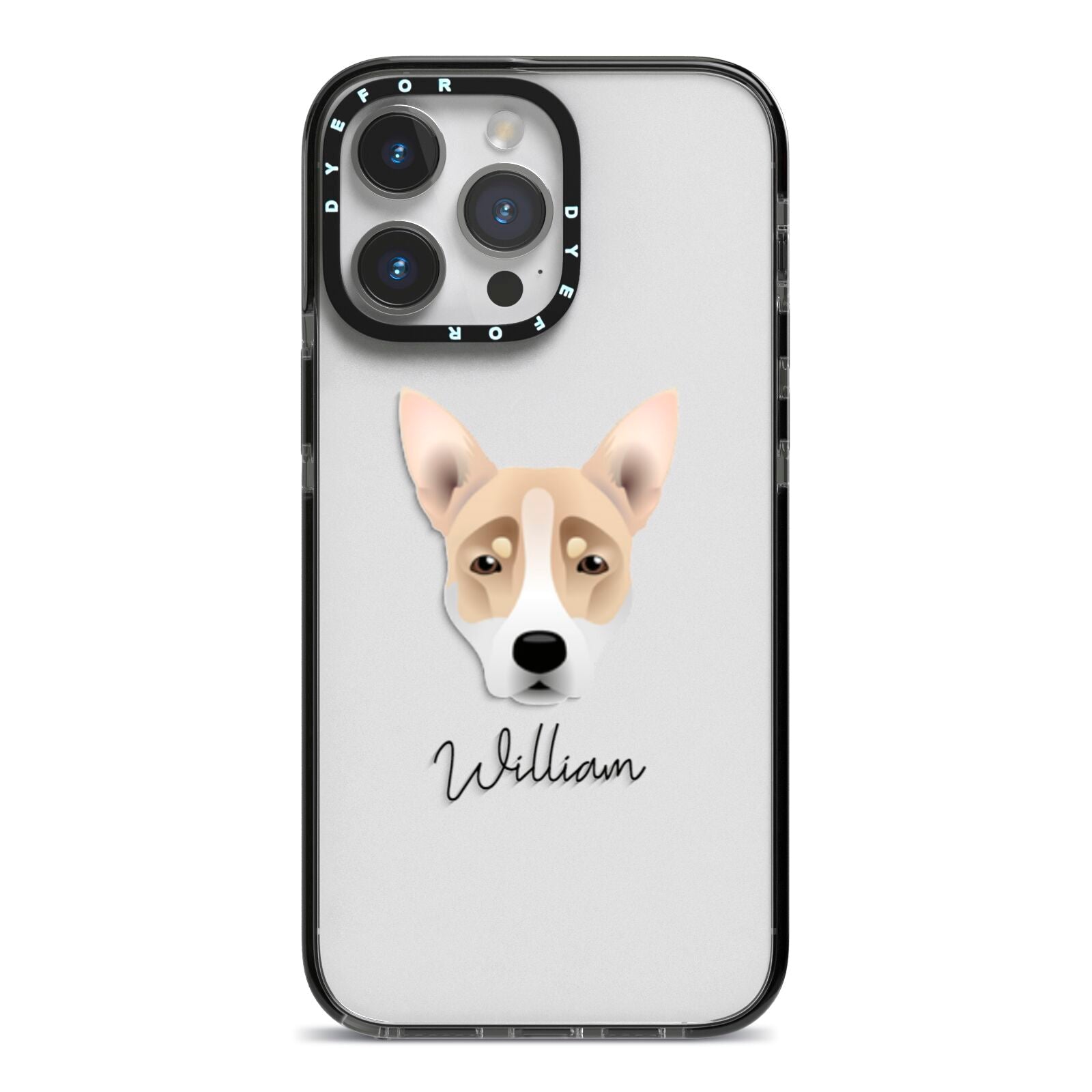 Australian Working Kelpie Personalised iPhone 14 Pro Max Black Impact Case on Silver phone