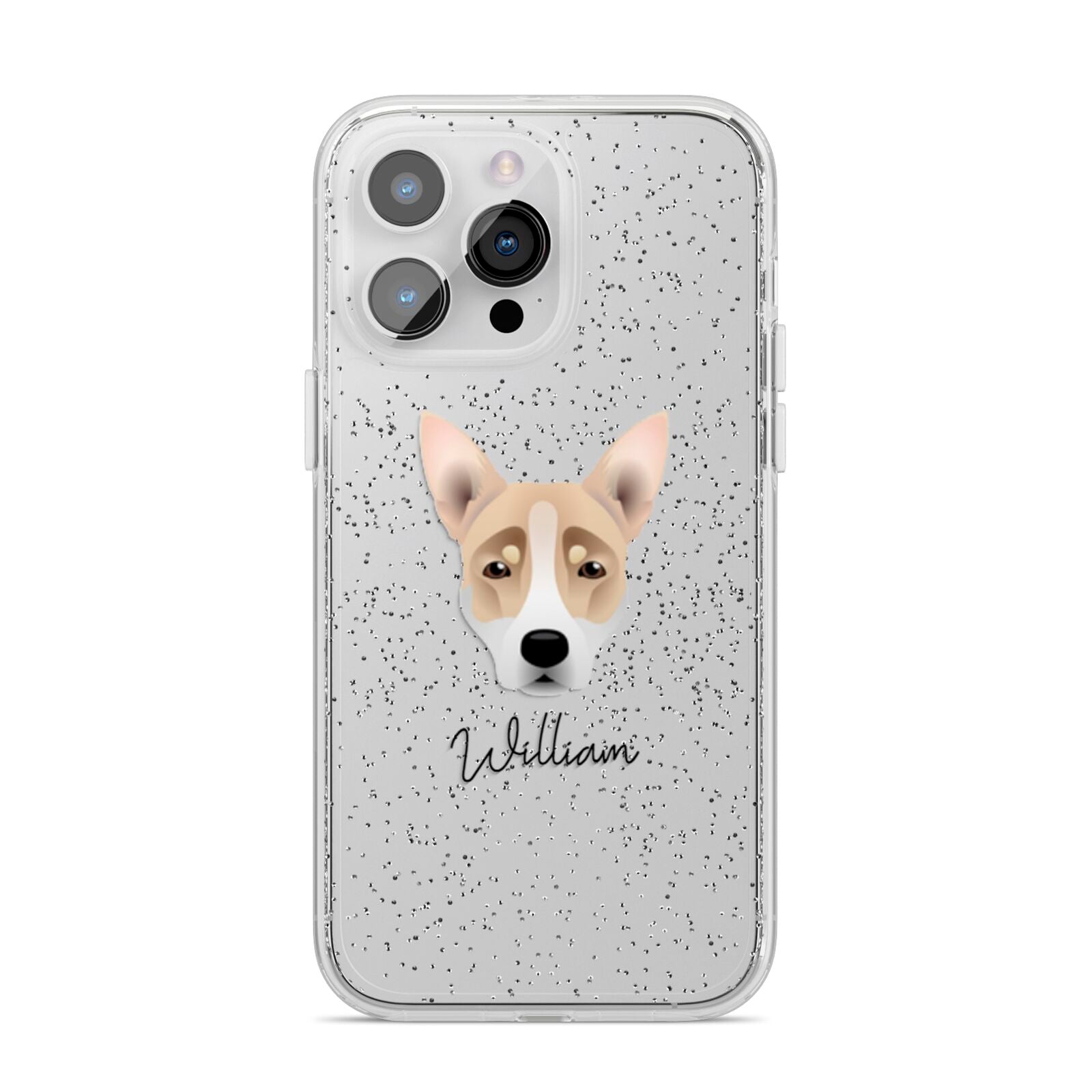 Australian Working Kelpie Personalised iPhone 14 Pro Max Glitter Tough Case Silver