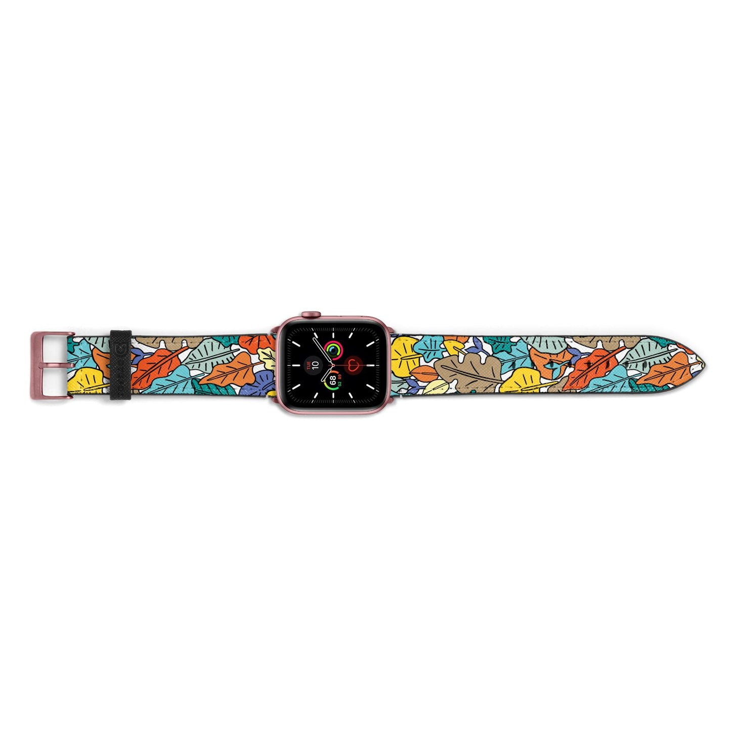 Autumn Leaves Apple Watch Strap Landscape Image Rose Gold Hardware