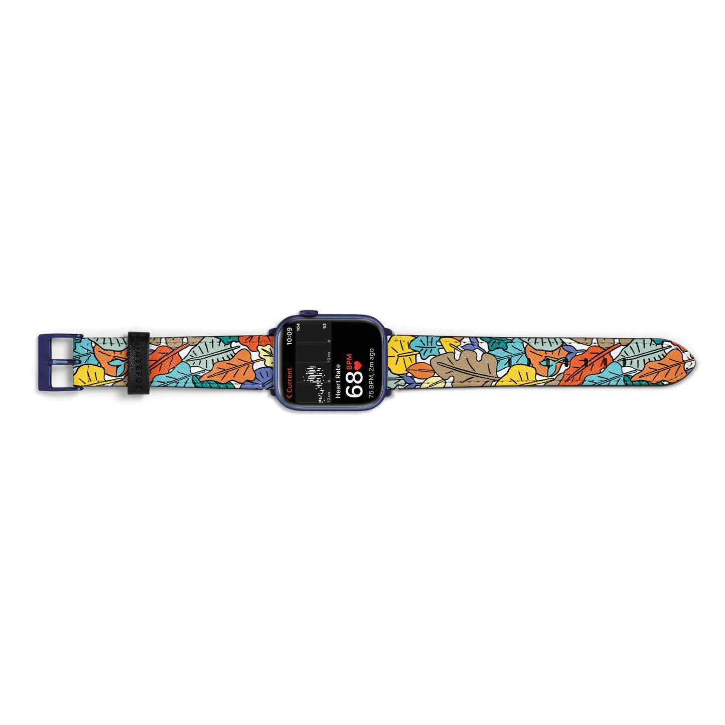 Autumn Leaves Apple Watch Strap Size 38mm Landscape Image Blue Hardware