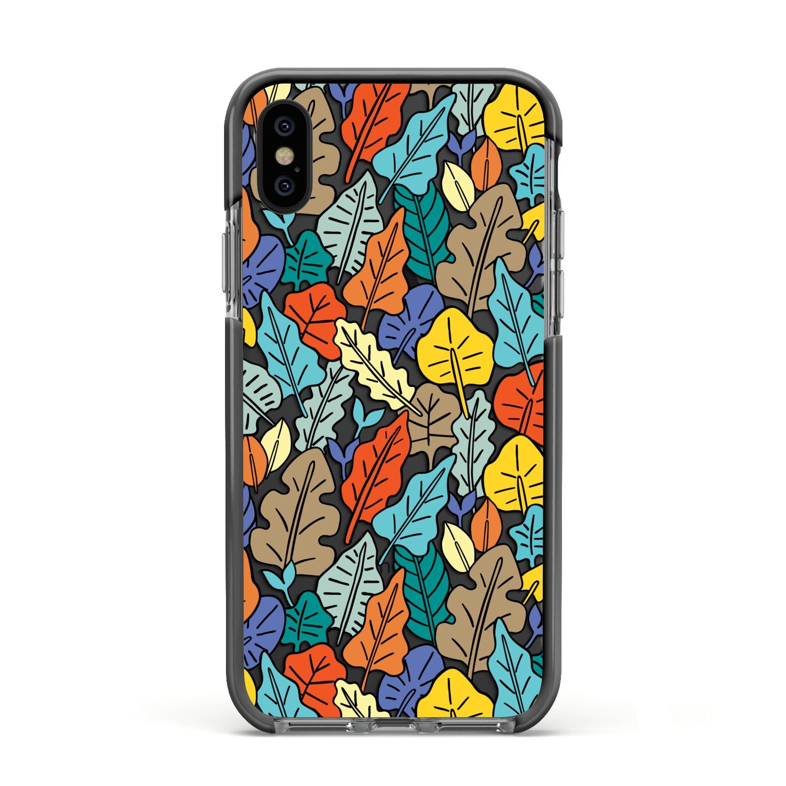 Autumn Leaves Apple iPhone Xs Impact Case Black Edge on Black Phone