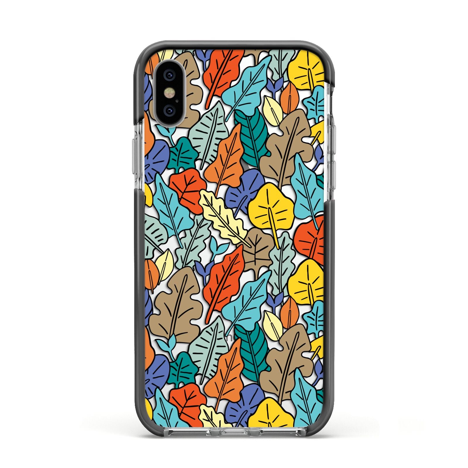 Autumn Leaves Apple iPhone Xs Impact Case Black Edge on Silver Phone