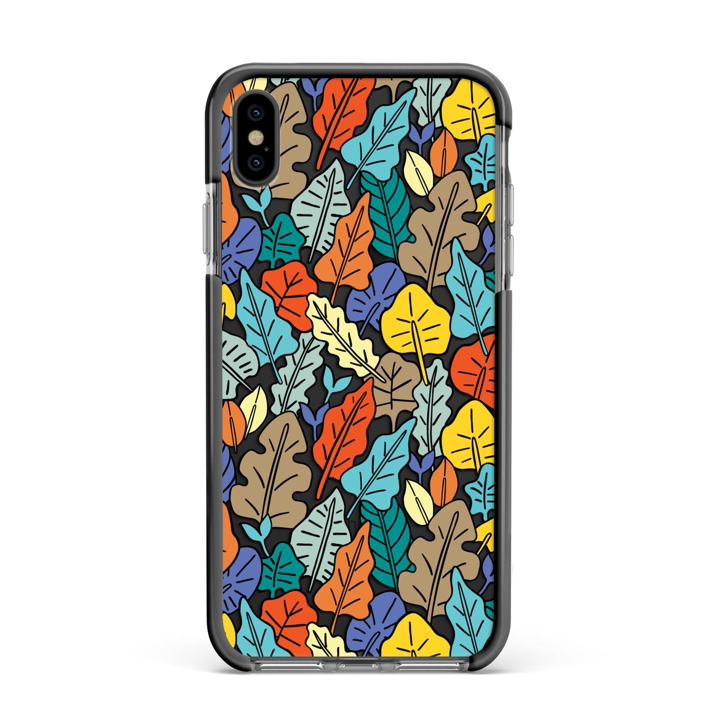 Autumn Leaves Apple iPhone Xs Max Impact Case Black Edge on Black Phone