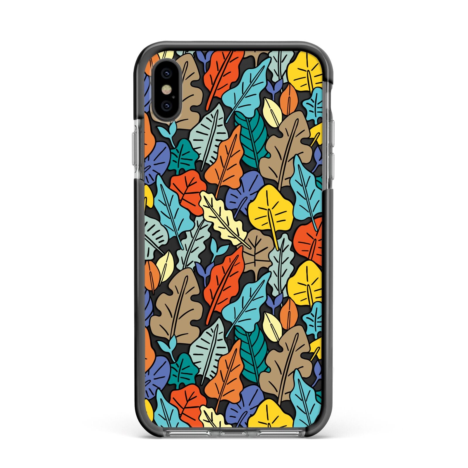 Autumn Leaves Apple iPhone Xs Max Impact Case Black Edge on Black Phone