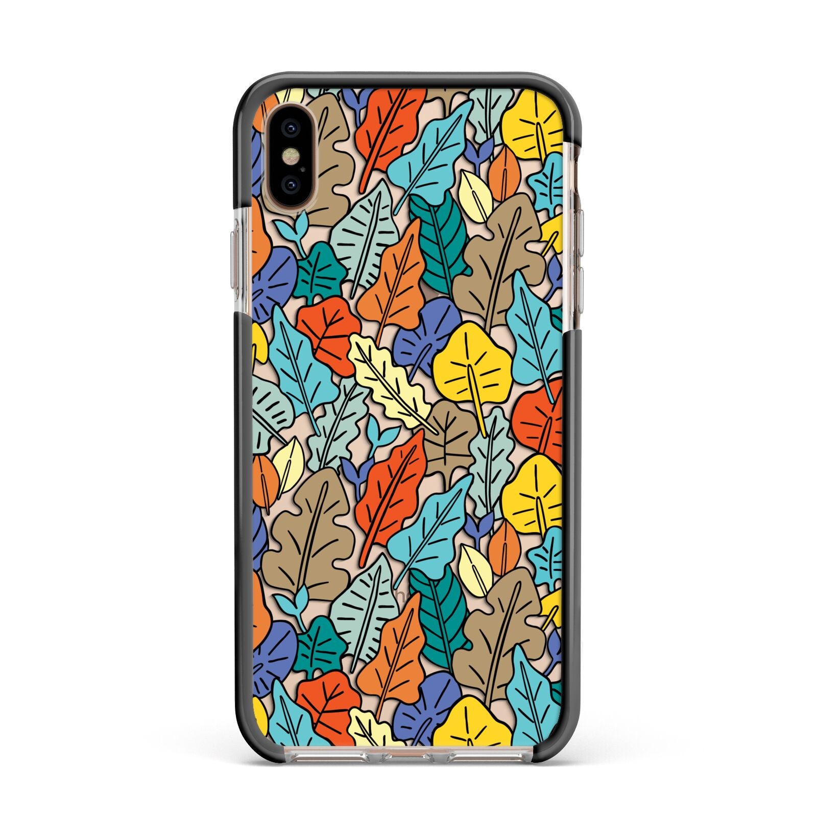 Autumn Leaves Apple iPhone Xs Max Impact Case Black Edge on Gold Phone