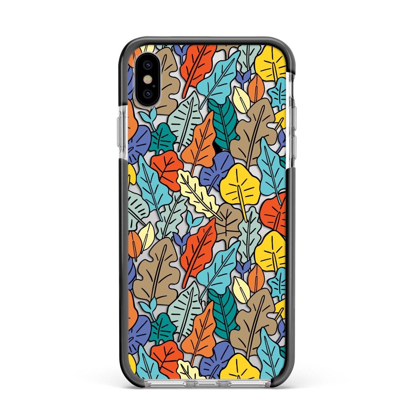 Autumn Leaves Apple iPhone Xs Max Impact Case Black Edge on Silver Phone