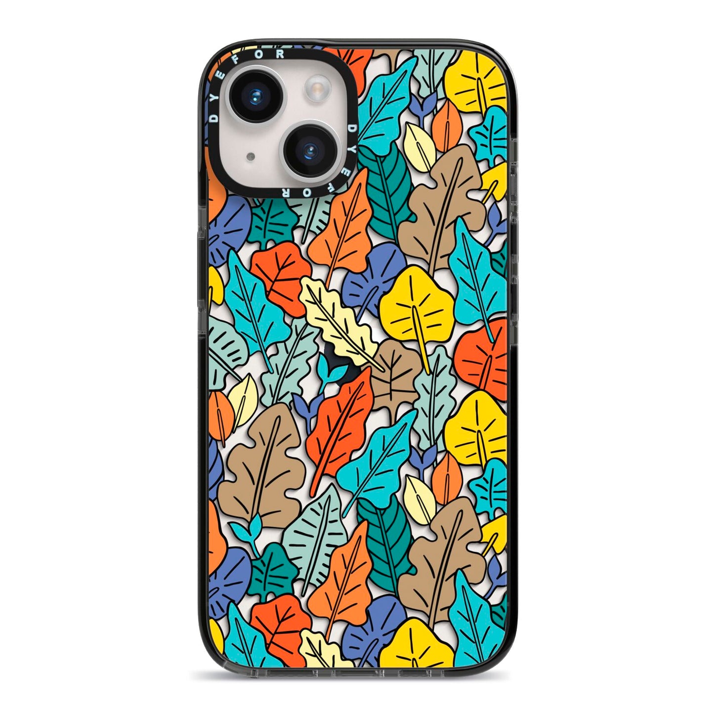 Autumn Leaves iPhone 14 Black Impact Case on Silver phone