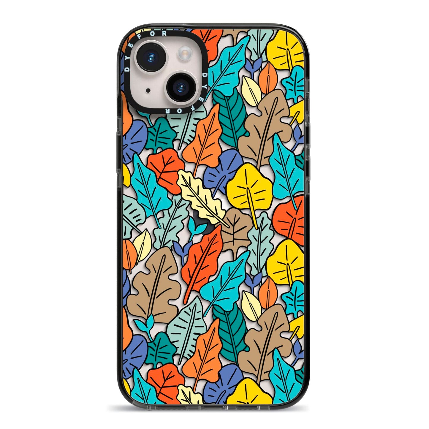 Autumn Leaves iPhone 14 Plus Black Impact Case on Silver phone