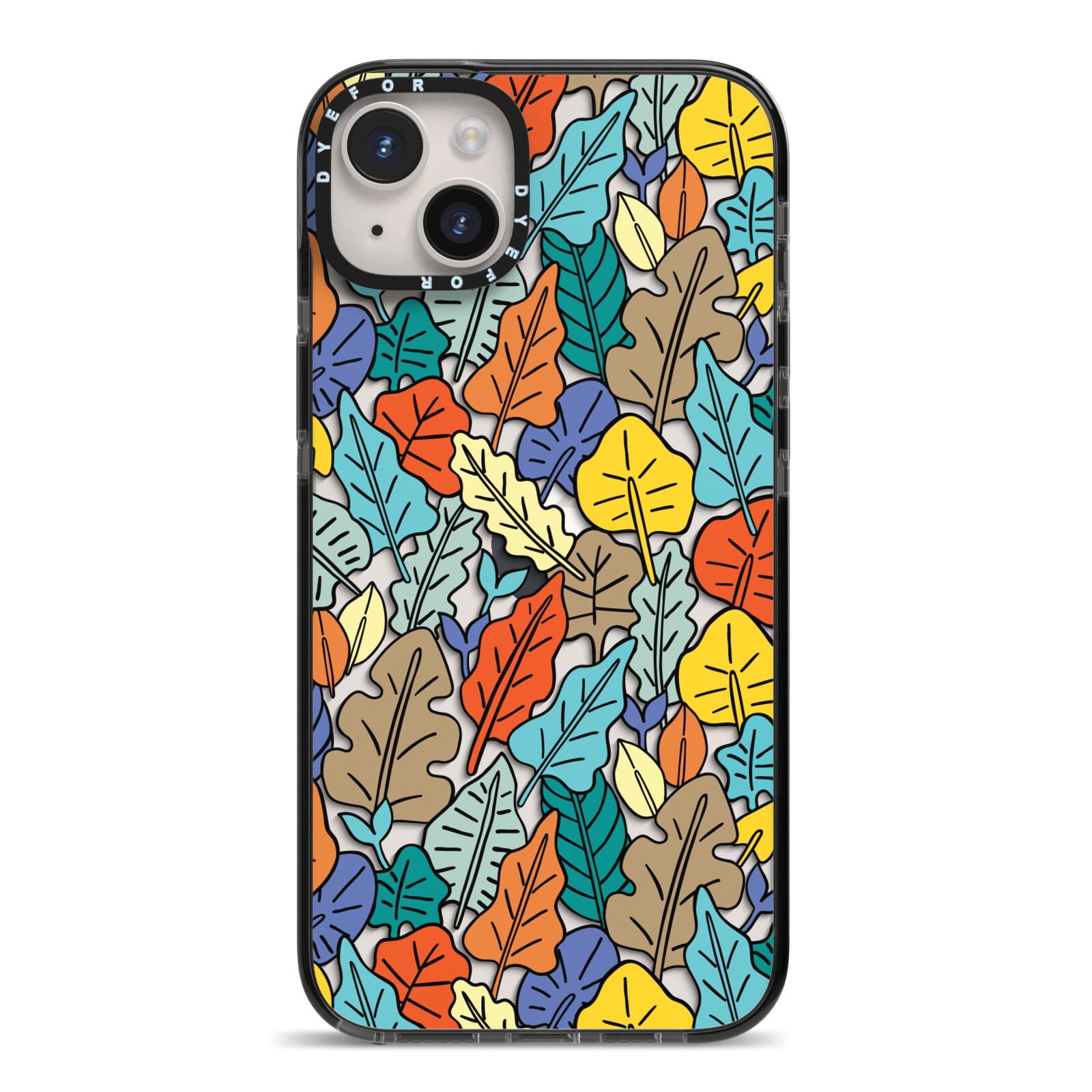 Autumn Leaves iPhone 14 Plus Black Impact Case on Silver phone