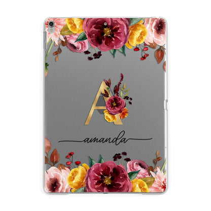 Autumn Watercolour Flowers with Initial Apple iPad Silver Case