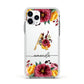 Autumn Watercolour Flowers with Initial Apple iPhone 11 Pro in Silver with White Impact Case