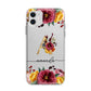 Autumn Watercolour Flowers with Initial Apple iPhone 11 in White with Bumper Case