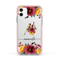 Autumn Watercolour Flowers with Initial Apple iPhone 11 in White with Pink Impact Case