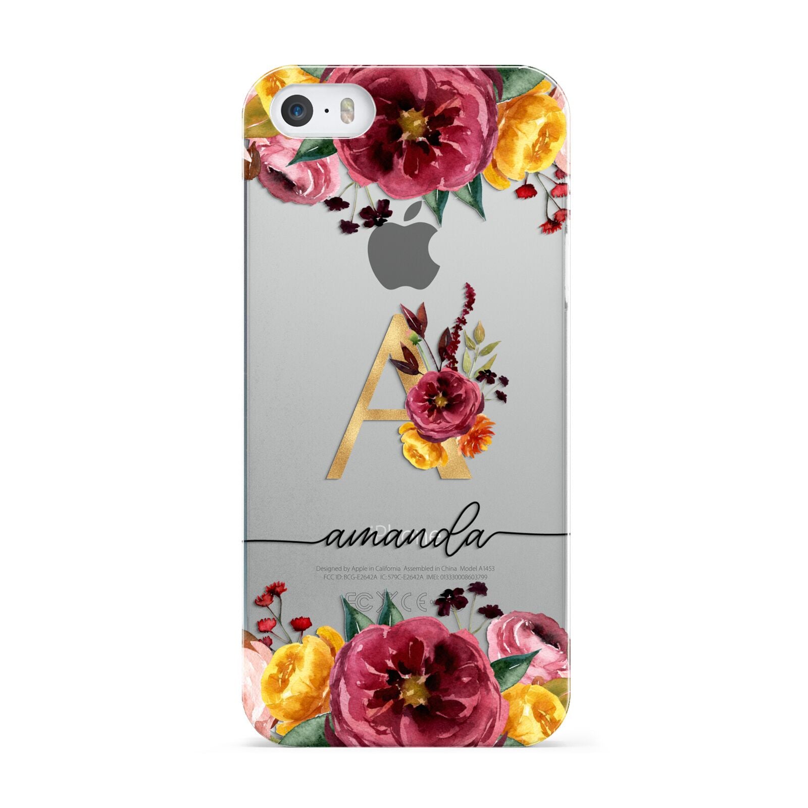 Autumn Watercolour Flowers with Initial Apple iPhone 5 Case