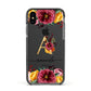 Autumn Watercolour Flowers with Initial Apple iPhone Xs Impact Case Black Edge on Black Phone