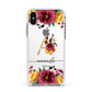 Autumn Watercolour Flowers with Initial Apple iPhone Xs Impact Case White Edge on Silver Phone