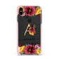Autumn Watercolour Flowers with Initial Apple iPhone Xs Max Impact Case Pink Edge on Black Phone