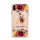 Autumn Watercolour Flowers with Initial Apple iPhone Xs Max Impact Case Pink Edge on Gold Phone