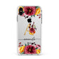 Autumn Watercolour Flowers with Initial Apple iPhone Xs Max Impact Case White Edge on Silver Phone