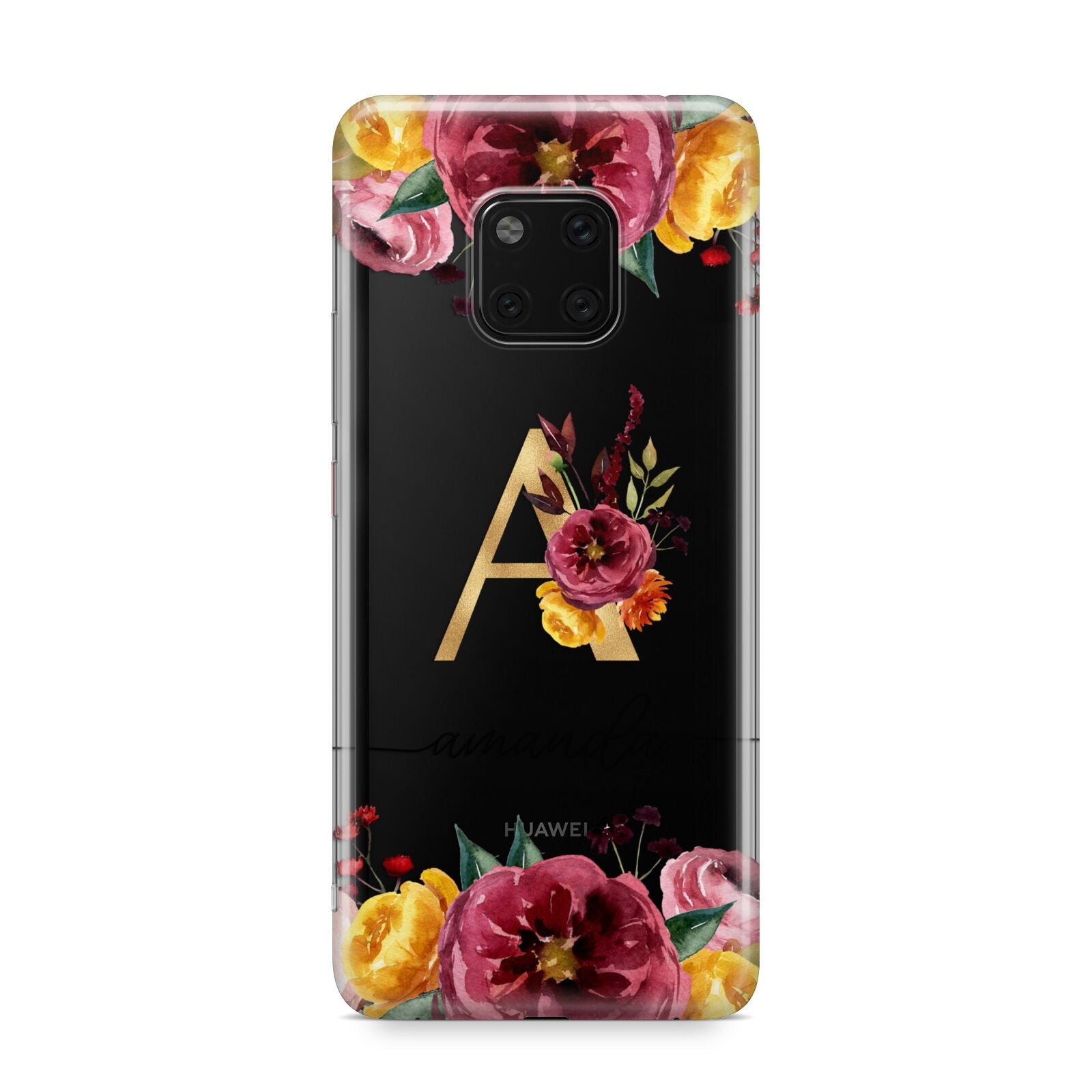 Autumn Watercolour Flowers with Initial Huawei Mate 20 Pro Phone Case