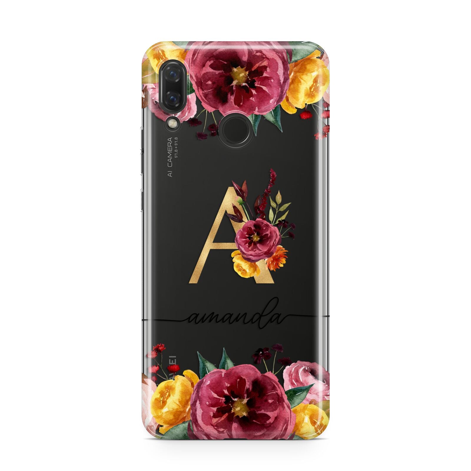 Autumn Watercolour Flowers with Initial Huawei Nova 3 Phone Case