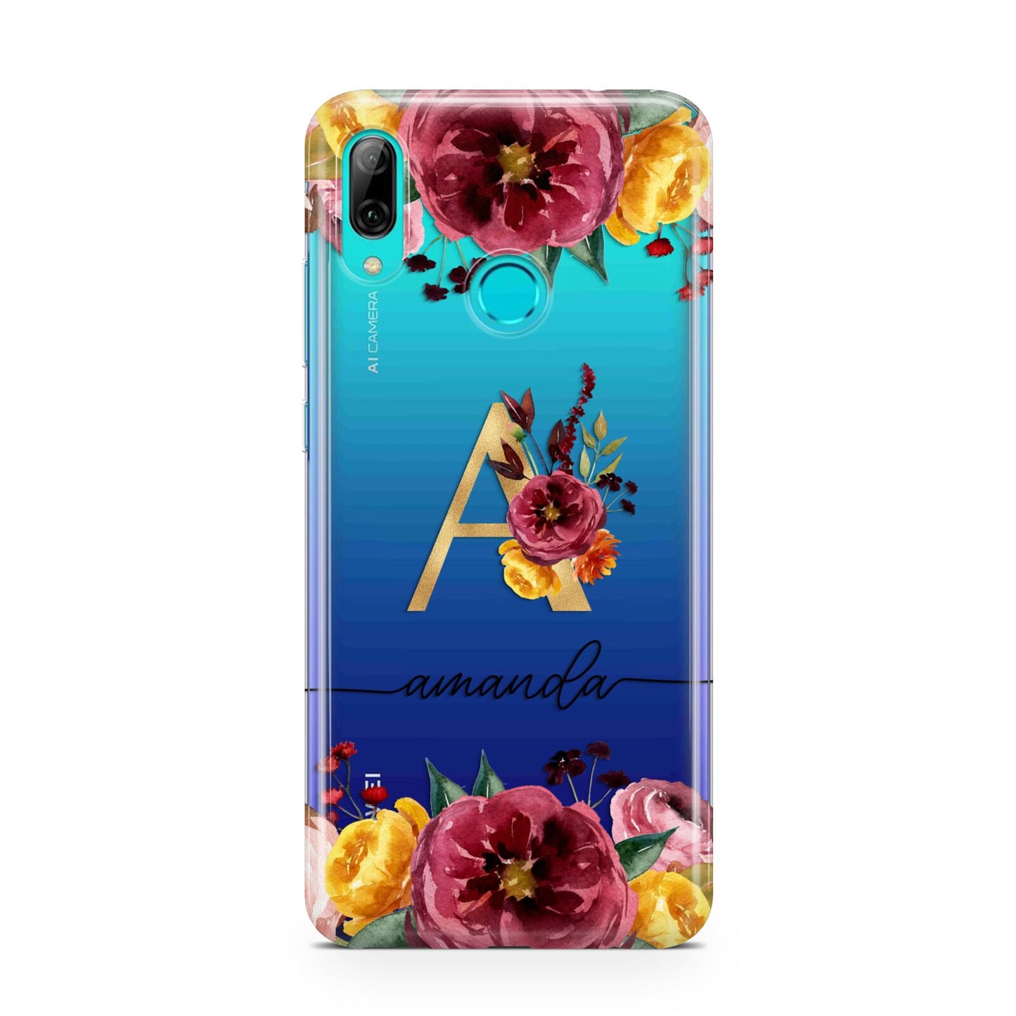 Autumn Watercolour Flowers with Initial Huawei P Smart 2019 Case